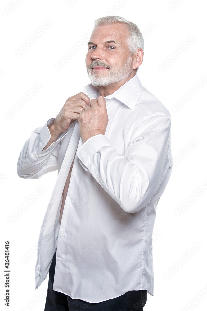 Senior man portrait dressing shirt Senior man portrait dressing shirt