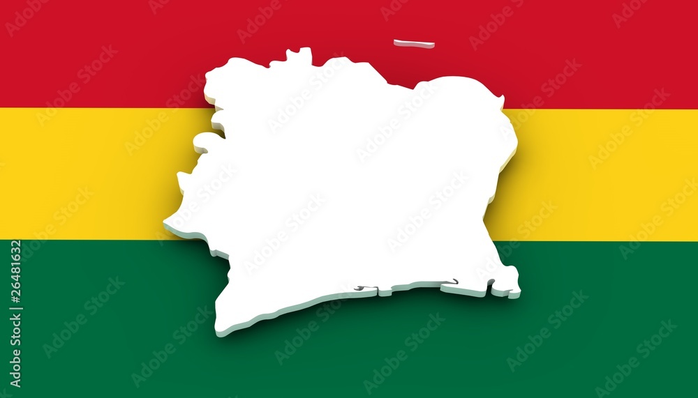 Obraz premium Ghana Landkarte auf Flagge