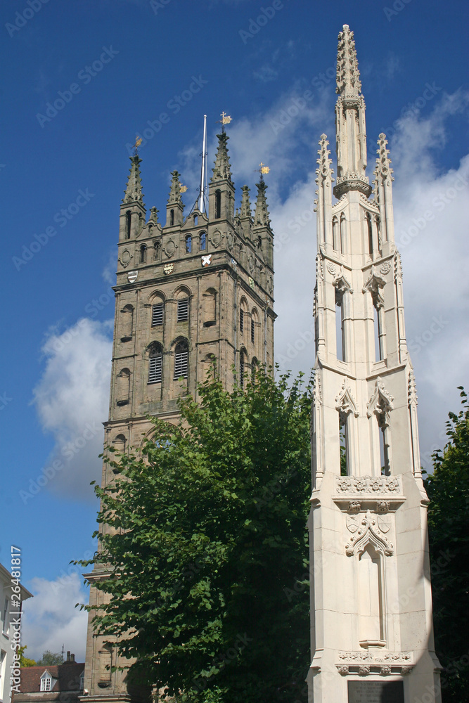 war memorial and church tower war memorial and church tower