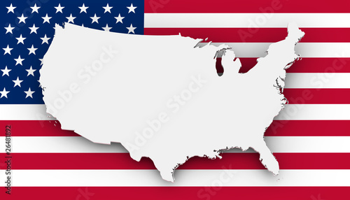 USA Landkarte auf Flagge