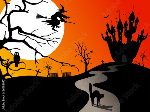 Obraz na płótnie Halloween Grußkarte - Hintergrund w salonie
