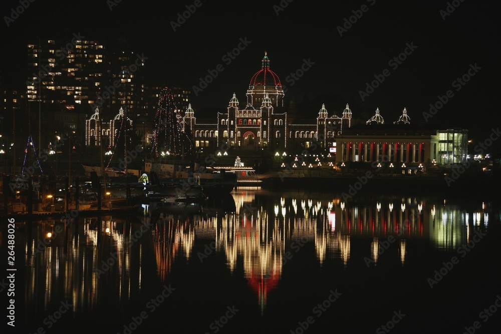 Parliament Buildings Lit Up At Night