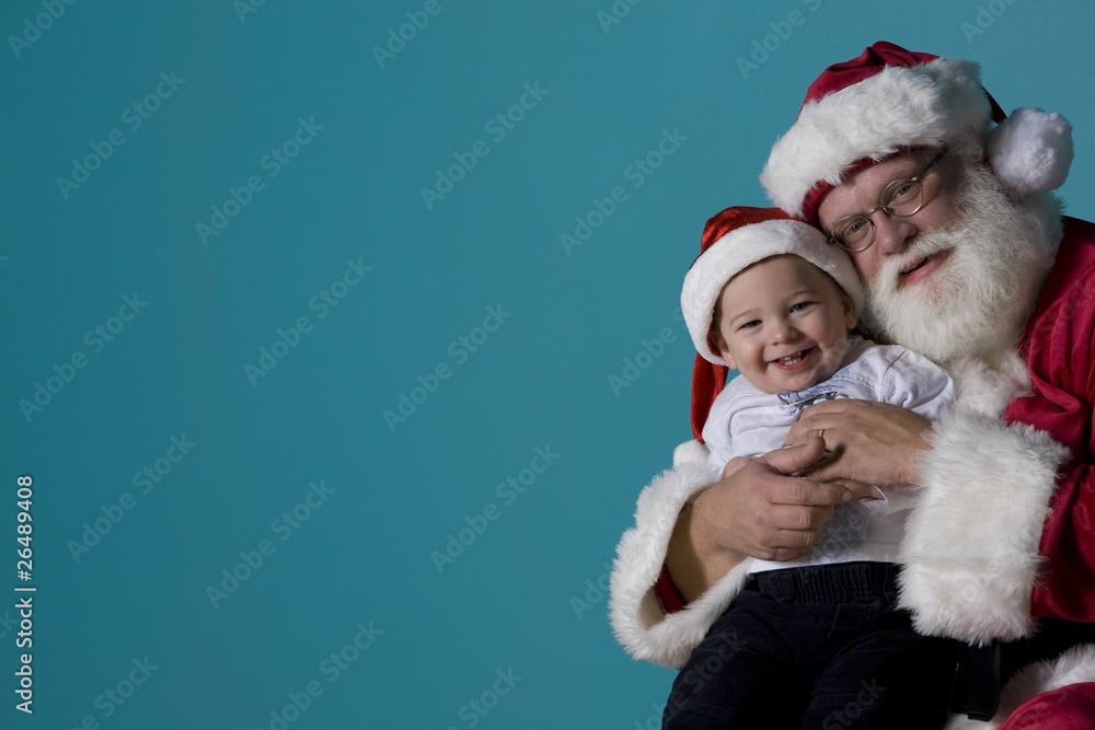 Obraz premium Portrait Of Santa With A Baby