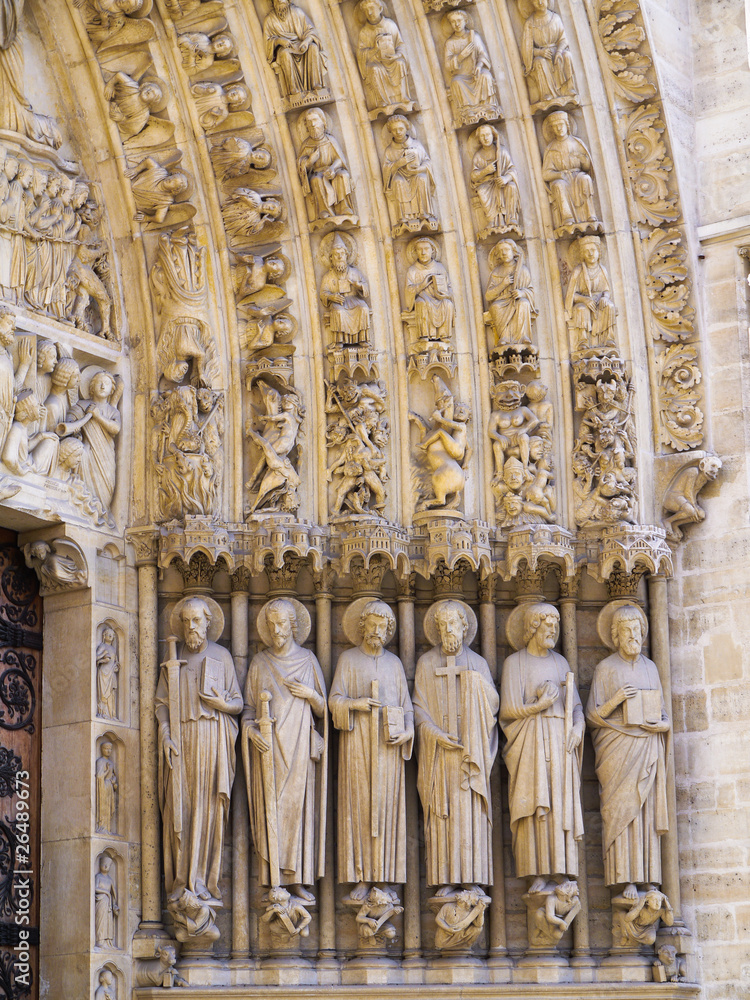 Statues of the Notre Dame Cathedral in Paris