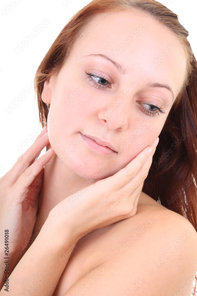 close-up portrait of beautiful healthy red-haired woman close-up portrait of beautiful healthy red-haired woman