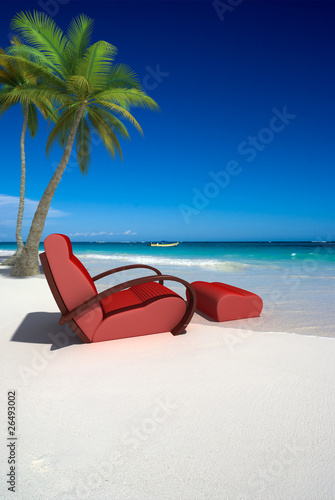Comfortable sofa on the beach