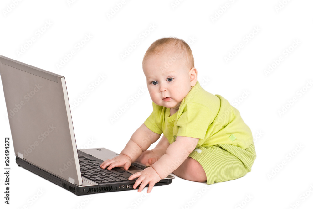 Portrait baby with notebook Portrait baby with notebook