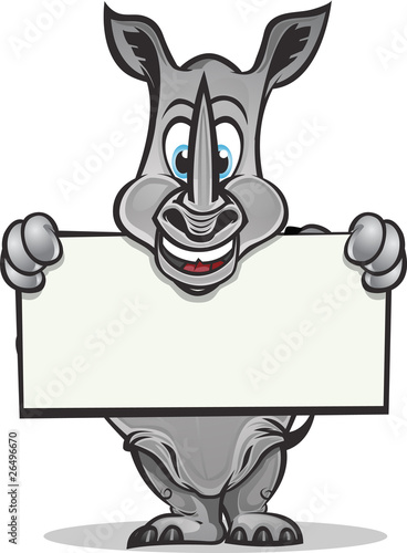 Cute Rhino holding sign