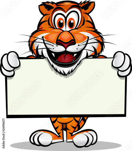 Cute Tiger holding sign