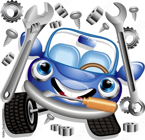 Auto Meccanico Cartoon-Garage Mechanic-Car-Vector #26501656