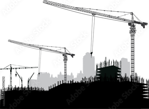 illustration with city house building