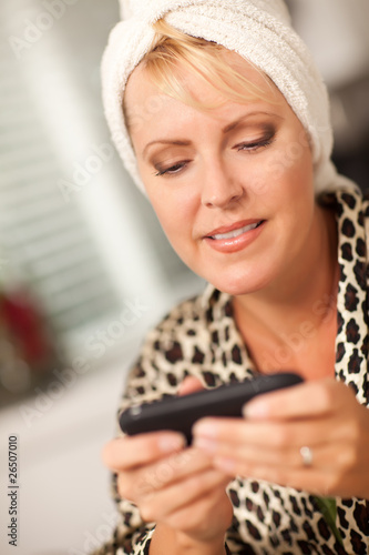 Attractive Woman Texting Wi...