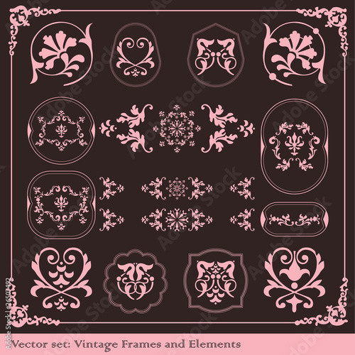 Vintage elements for frame or book cover, card