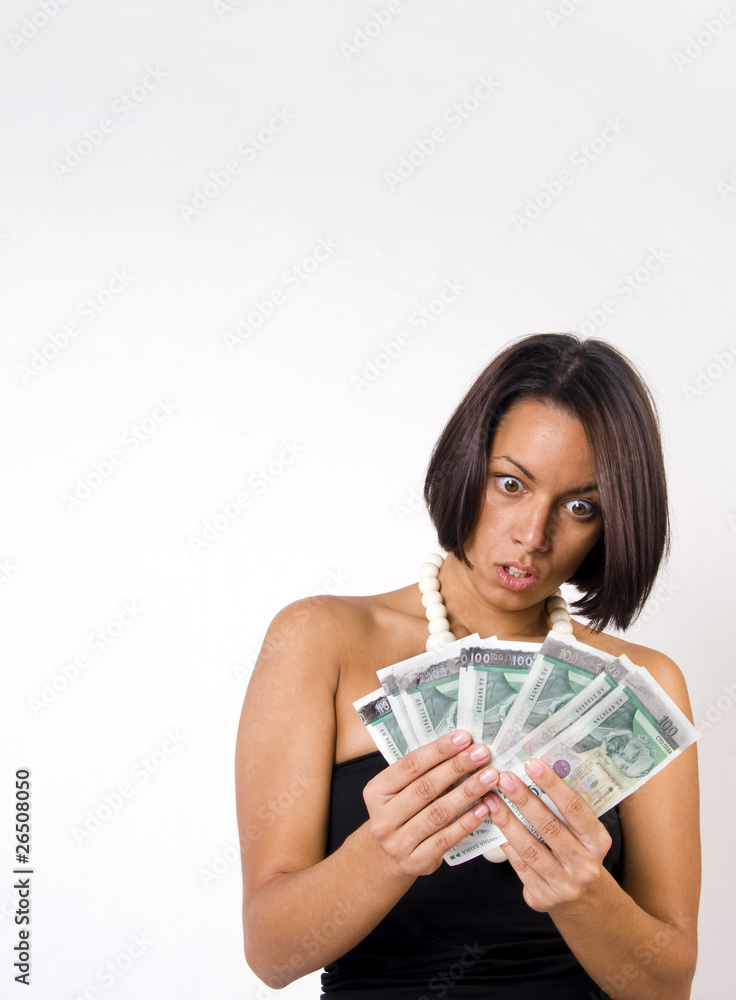 Woman holding and counting lots of bulgarian money Woman holding and counting lots of bulgarian money