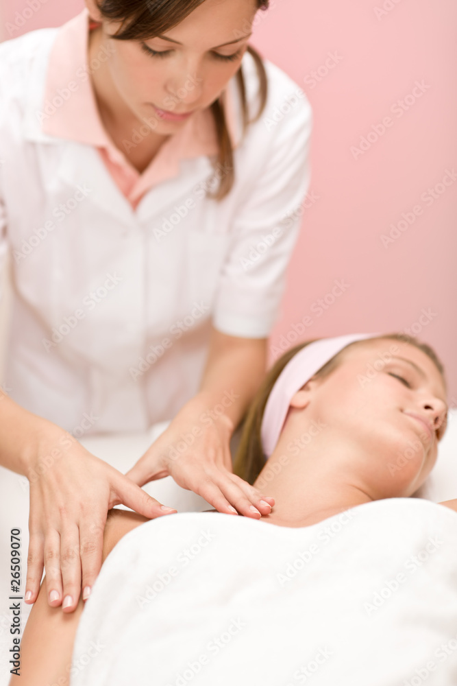 Woman receiving massage Woman receiving massage
