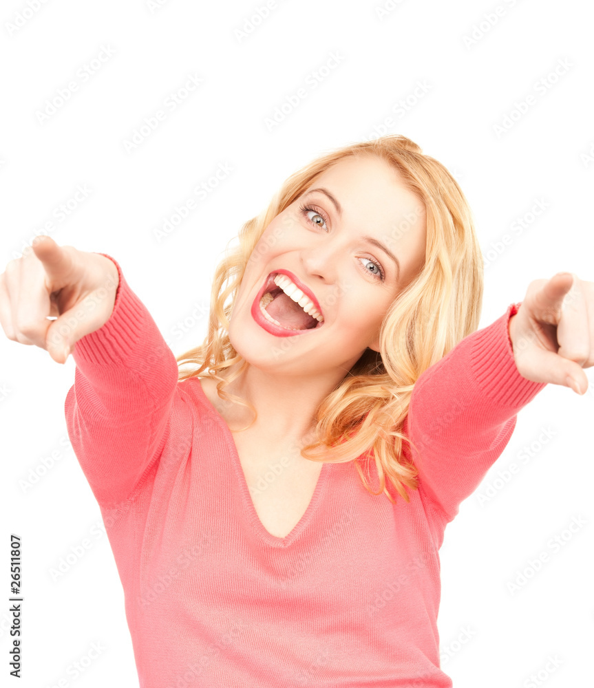 Fototapeta premium businesswoman pointing her fingers