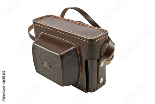 old brown leather camera case