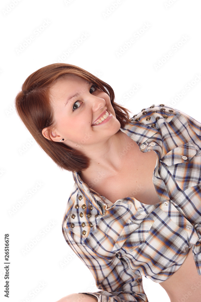 Attractive young woman, smiling cheekily at camera