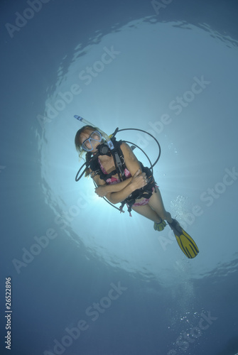 Adult Female scuba diver in bikini