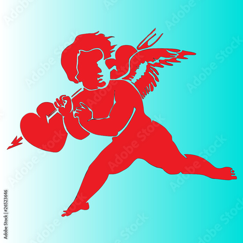 red cupid flee with stolen hearts