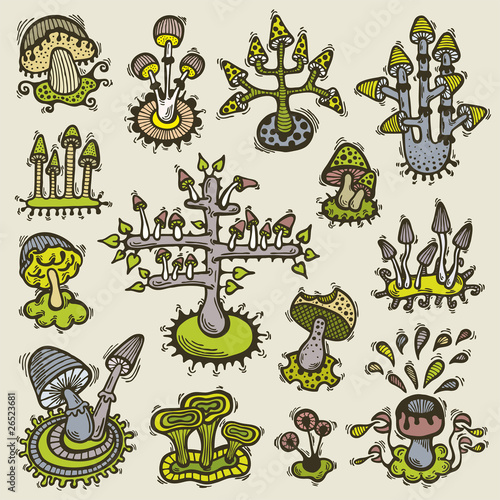 Doodle mushrooms