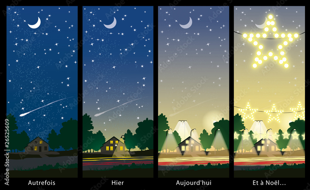 Naklejka premium Pollution lumineuse et ciel nocturne