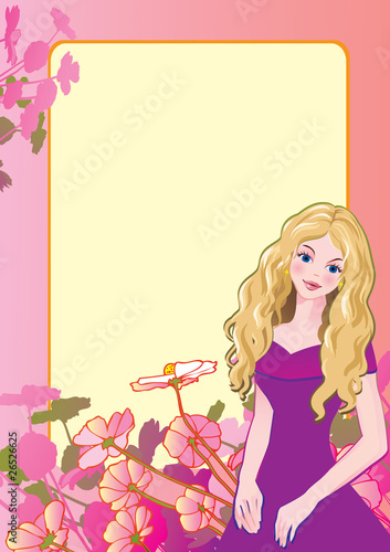Beautiful girl. Place for your text. Vector art-illustration.