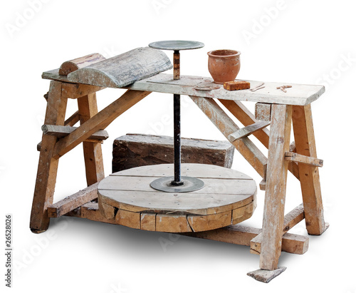 Potters wheel isolated over white. Clipping path included.