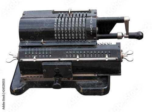 Vintage mechanical adding machine. Clipping path included.