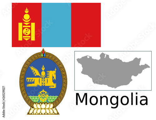 Mongolia flag national emblem map