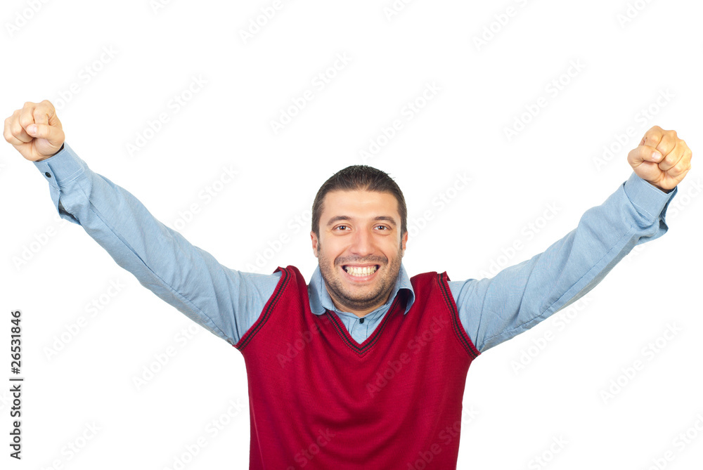 Fototapeta premium Yes!I did it!Excited man with arms up