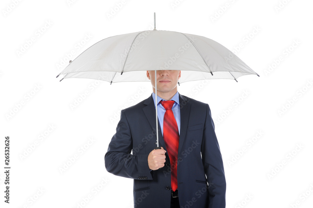 Image of a businessman with umbrella Image of a businessman with umbrella