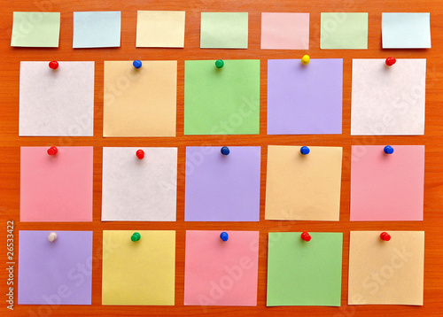 Quadro su tela bulletin board with colorful paper notes
