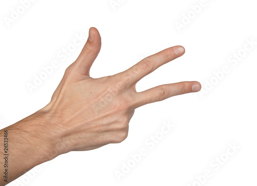 Counting man hand (1 to 5, back of the hand) on white background