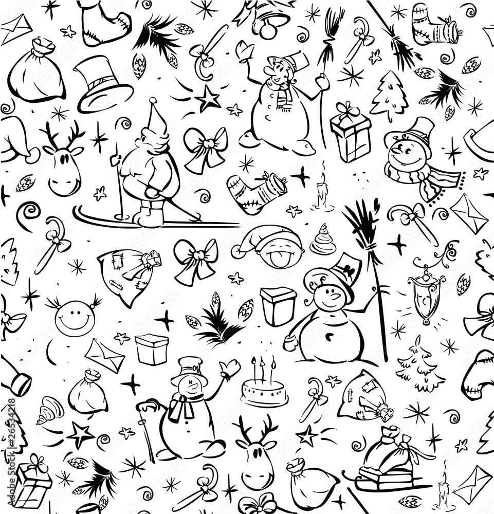 Fototapeta premium Seamless pattern of Christmas symbols.