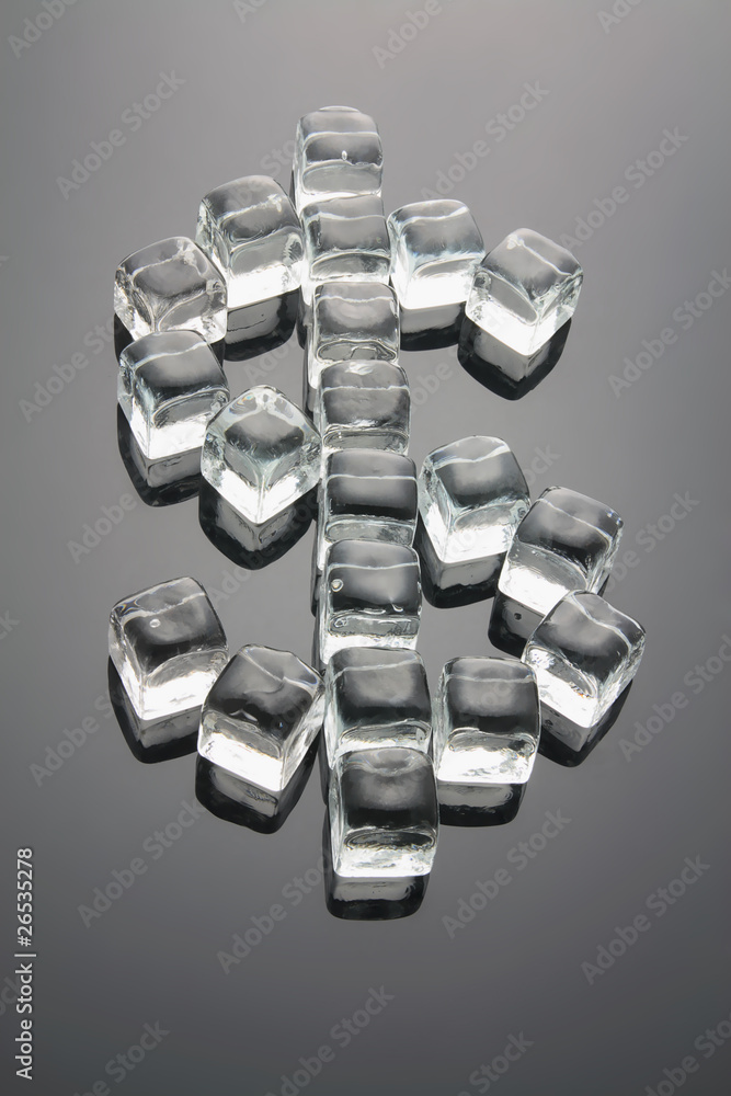 Dollar Sign Formed by Ice Cubes Dollar Sign Formed by Ice Cubes