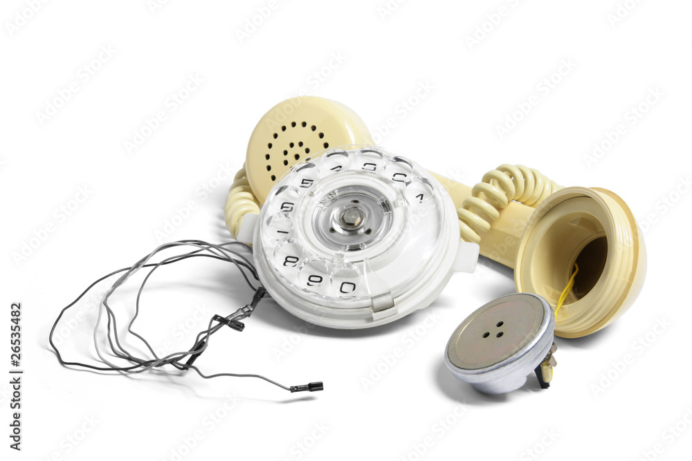 Naklejka premium Broken Phone Receiver and Dial
