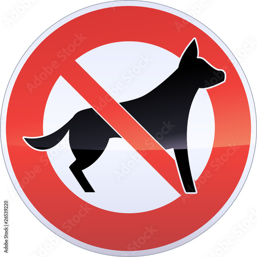 Panneau d'interdiction des chiens (métal détouré)