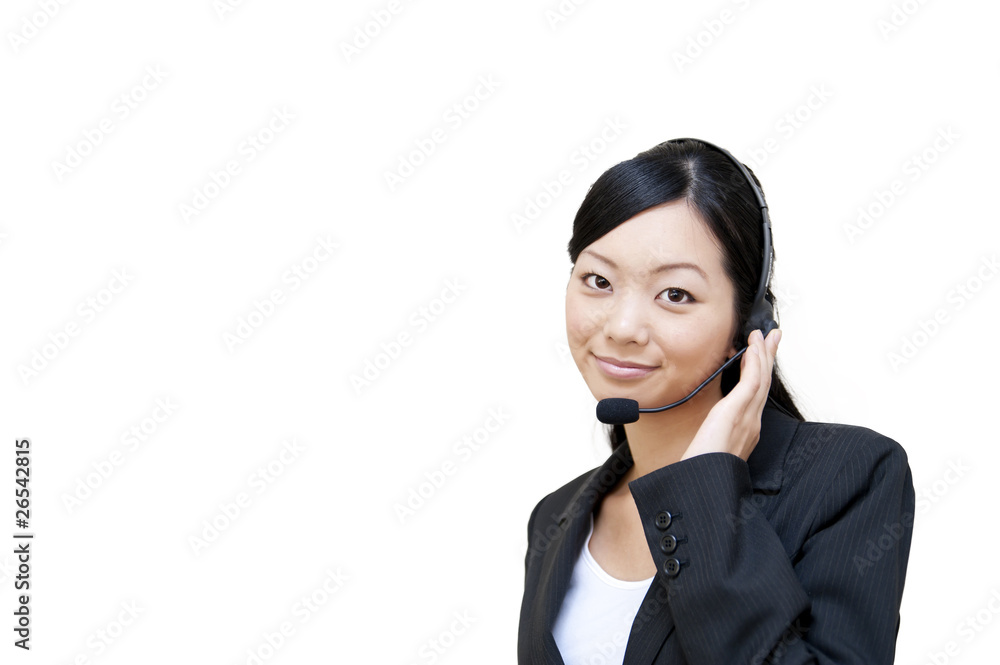 portrait of young female customer service operator portrait of young female customer service operator