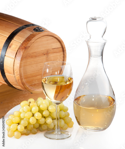 barrel and a glass of wine