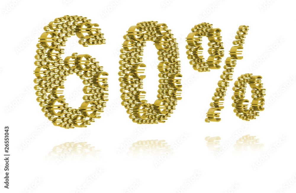 3D Illustration of sixty percent 3D Illustration of sixty percent