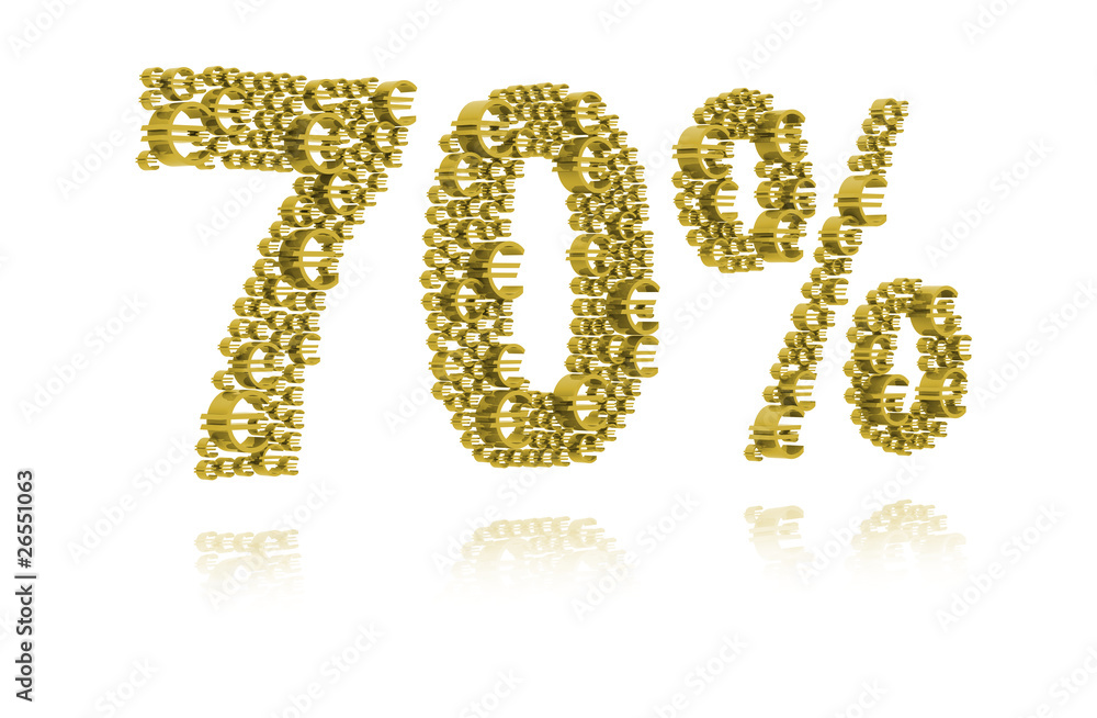 3D Illustration of seventy percent 3D Illustration of seventy percent