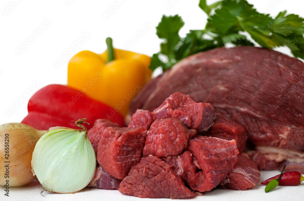 Raw Beef with Ingredients
