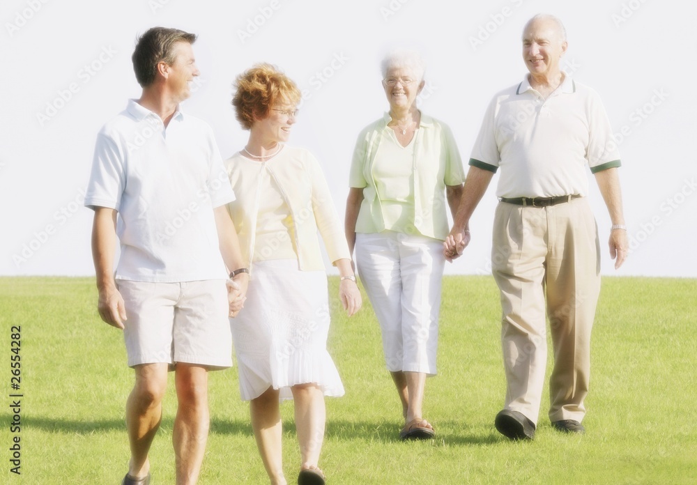 Two Couples Walking