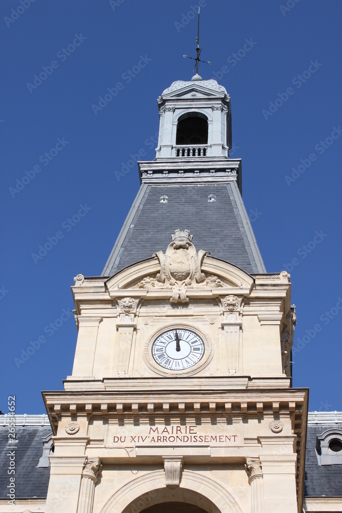 Horloge de la mairie du 14 me arrondissement à Paris