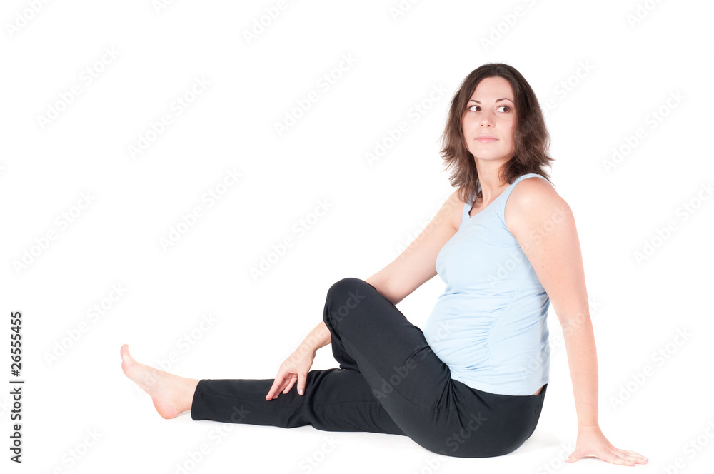 Portrait of pretty pregnant woman practicing yoga Portrait of pretty pregnant woman practicing yoga