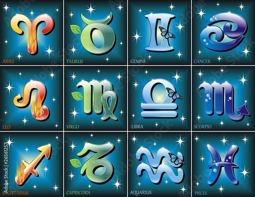 Zodiaco Simboli-Zodiac Symbols-Vector photo
