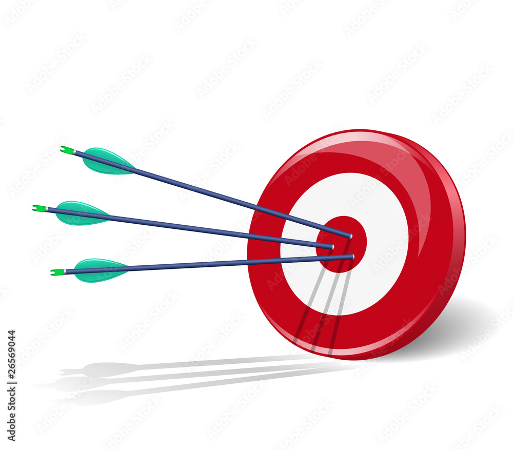 Three arrows in the center of target Three arrows in the center of target