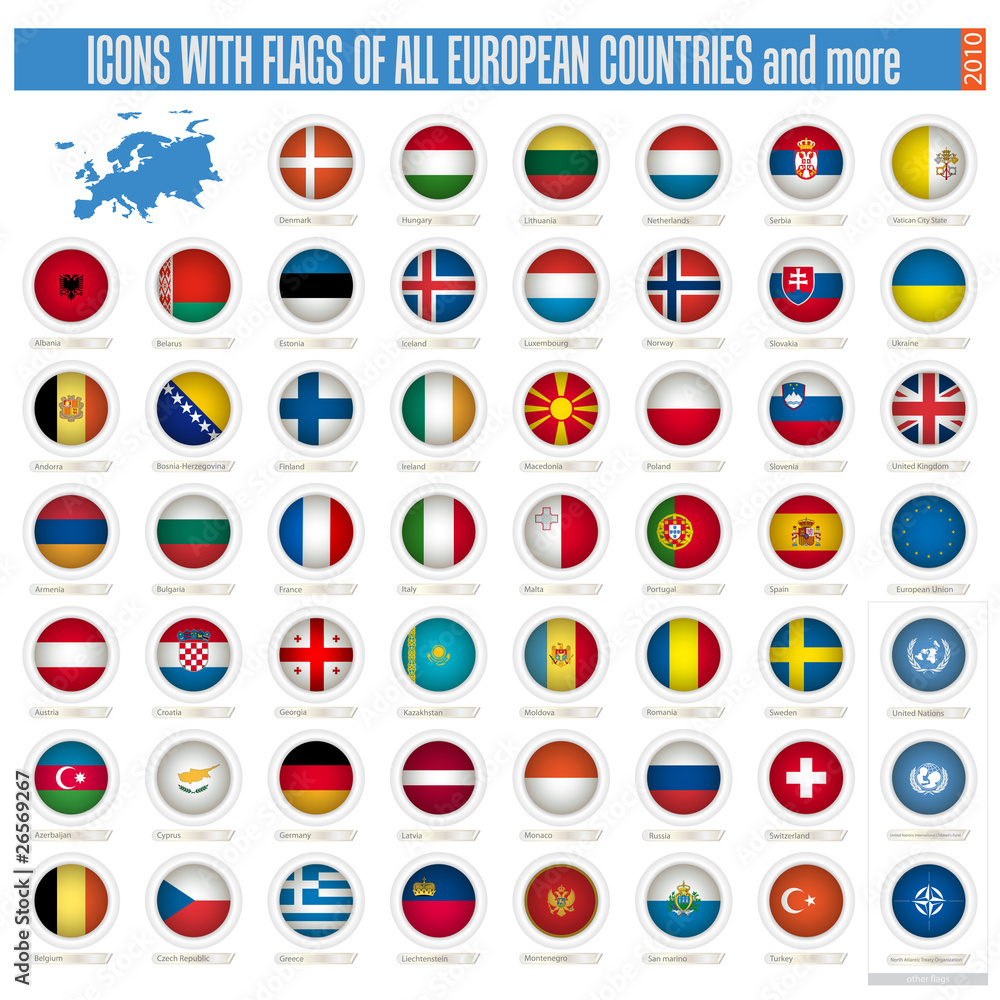 icons with flags of the all european countries icons with flags of the all european countries