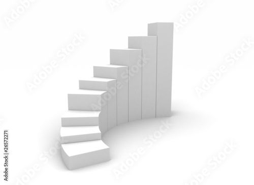 3d illustration of business success charts over white background